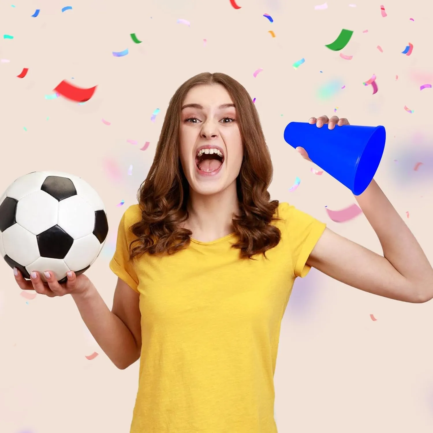 2 Pcs Plastic Cheer Megaphone for DIY Party Accessory for School Outdoor Activities Party Favors Sports Match Game (White,Blue)