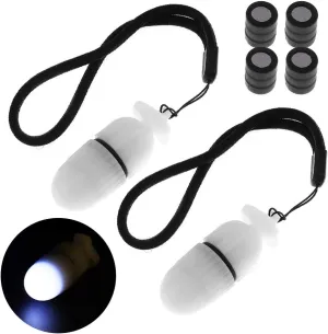2Pc Underwater Strobe Signal Light Scuba Night Dive Marker LED Flashy Safety Lamp Firefly Diving Beacon Beam 200M Underwater 200 Hour Duration with Battery (White)