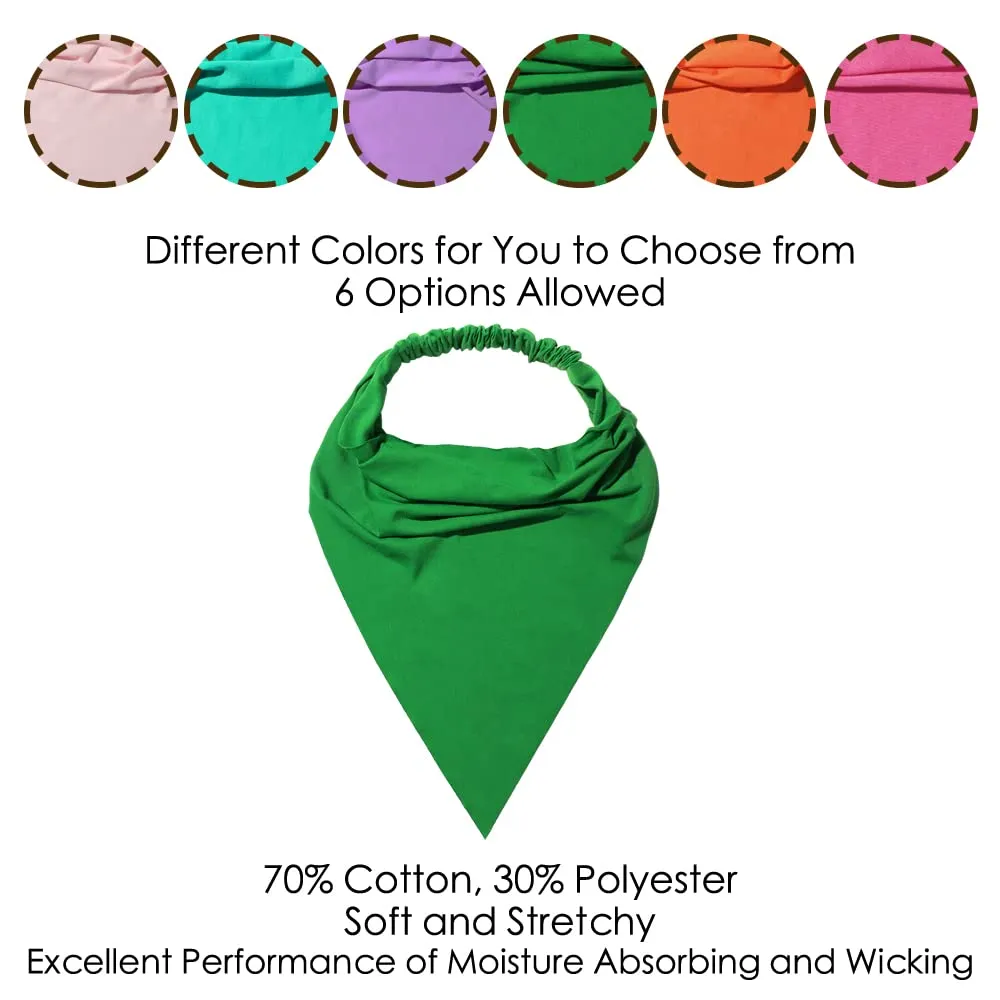 6 Pack Hair Scarf Headband for Women - Elastic Hair Kerchief Large Boho Triangle Bandana Head Scarf with Clips Non Slip Solid Color Headbands Hair Scarves for Teen Girls