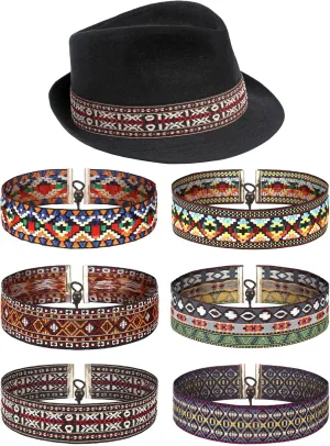 6 Pieces Western Style Hat Band Cowgirl Cowboy Hat Band Adjustable Cowboy Hat Belts for Men and Women