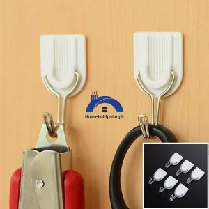 6Pcs Stick On White Hooks