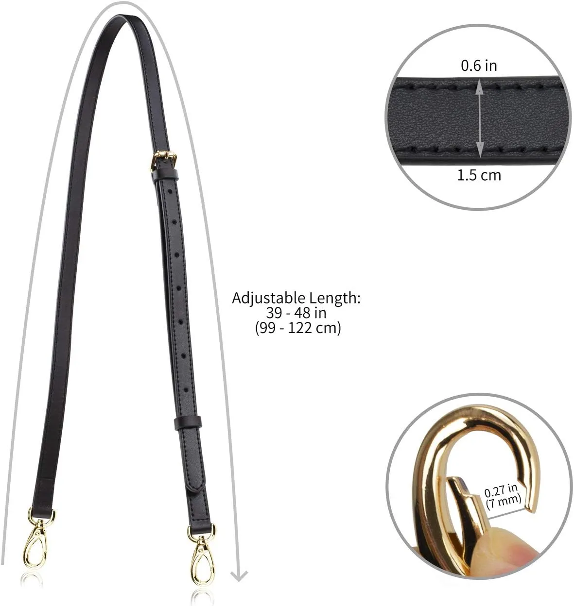 Allzedream Genuine Leather Purse Strap Replacement Crossbody Handbag Long Adjustable