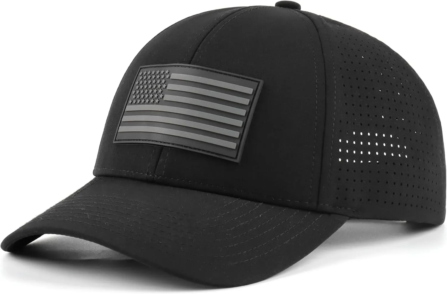 American Flag Baseball Cap, PVC Patch, USA Hat Black