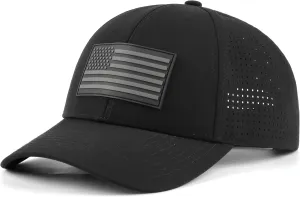 American Flag Baseball Cap, PVC Patch, USA Hat Black