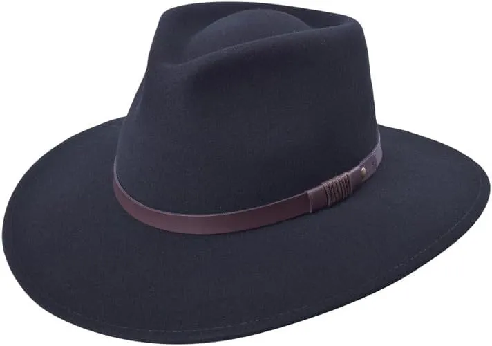 Bigalli Unisex-Adults Australian Wool Felt Teardrop Cowboy Hat - Waterproof, Crushable, Sun Protection - Chocolate