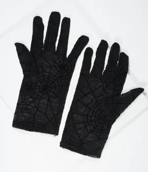 Black Widow Spiderweb Wrist Gloves