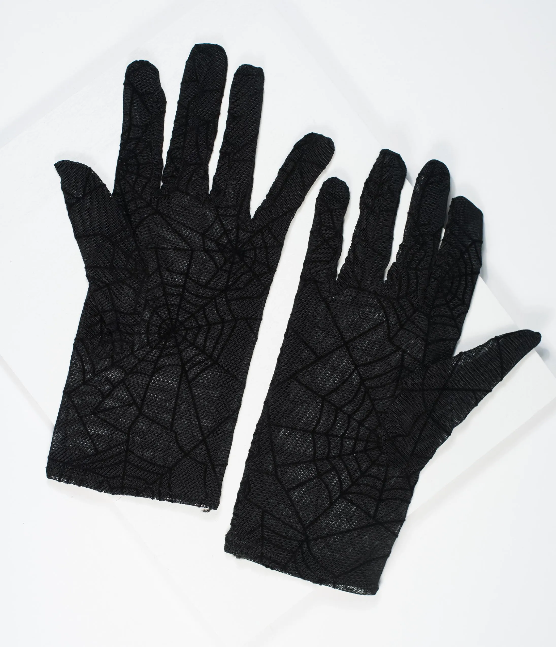 Black Widow Spiderweb Wrist Gloves