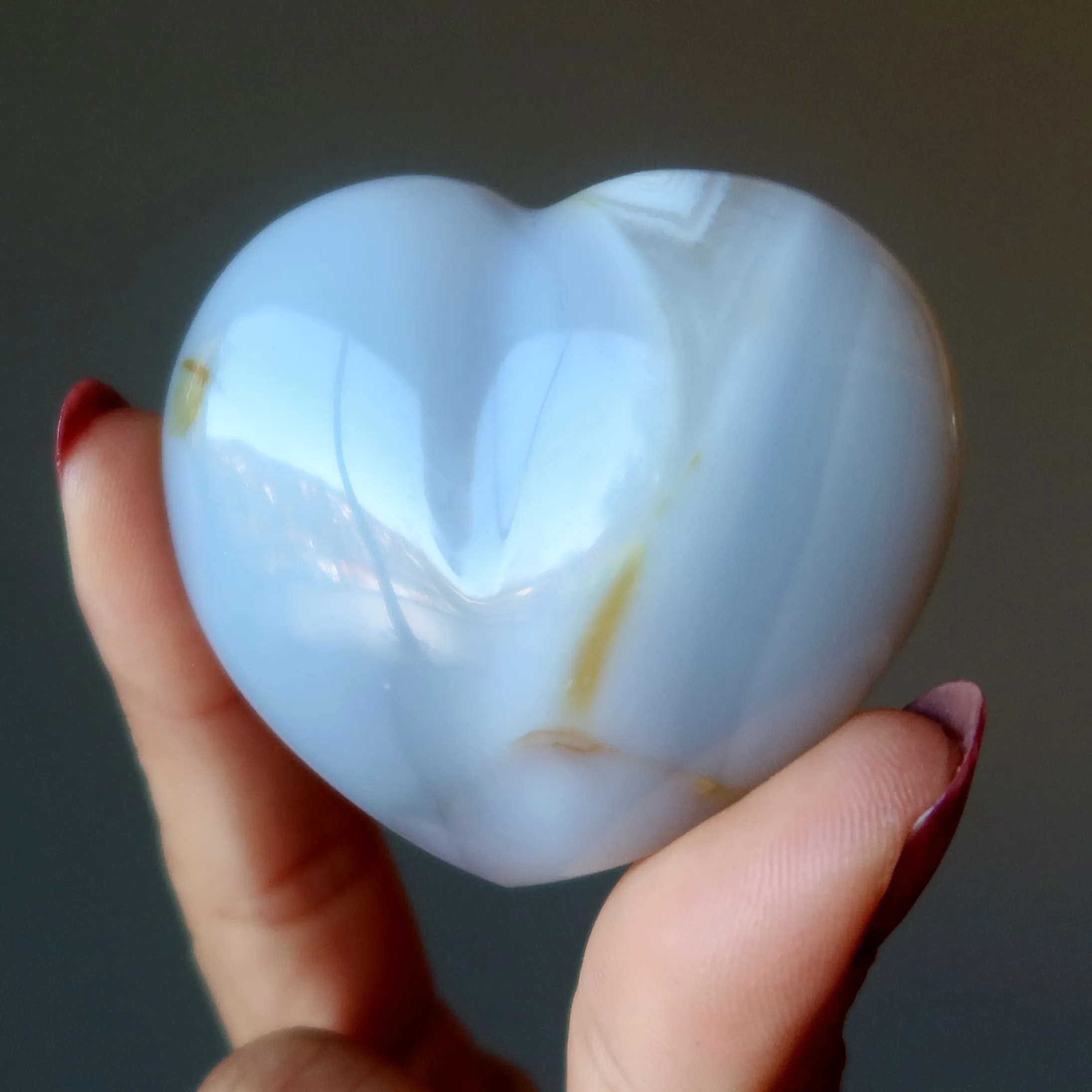 Blue Lace Agate Heart Love Calm Cleansing Crystal