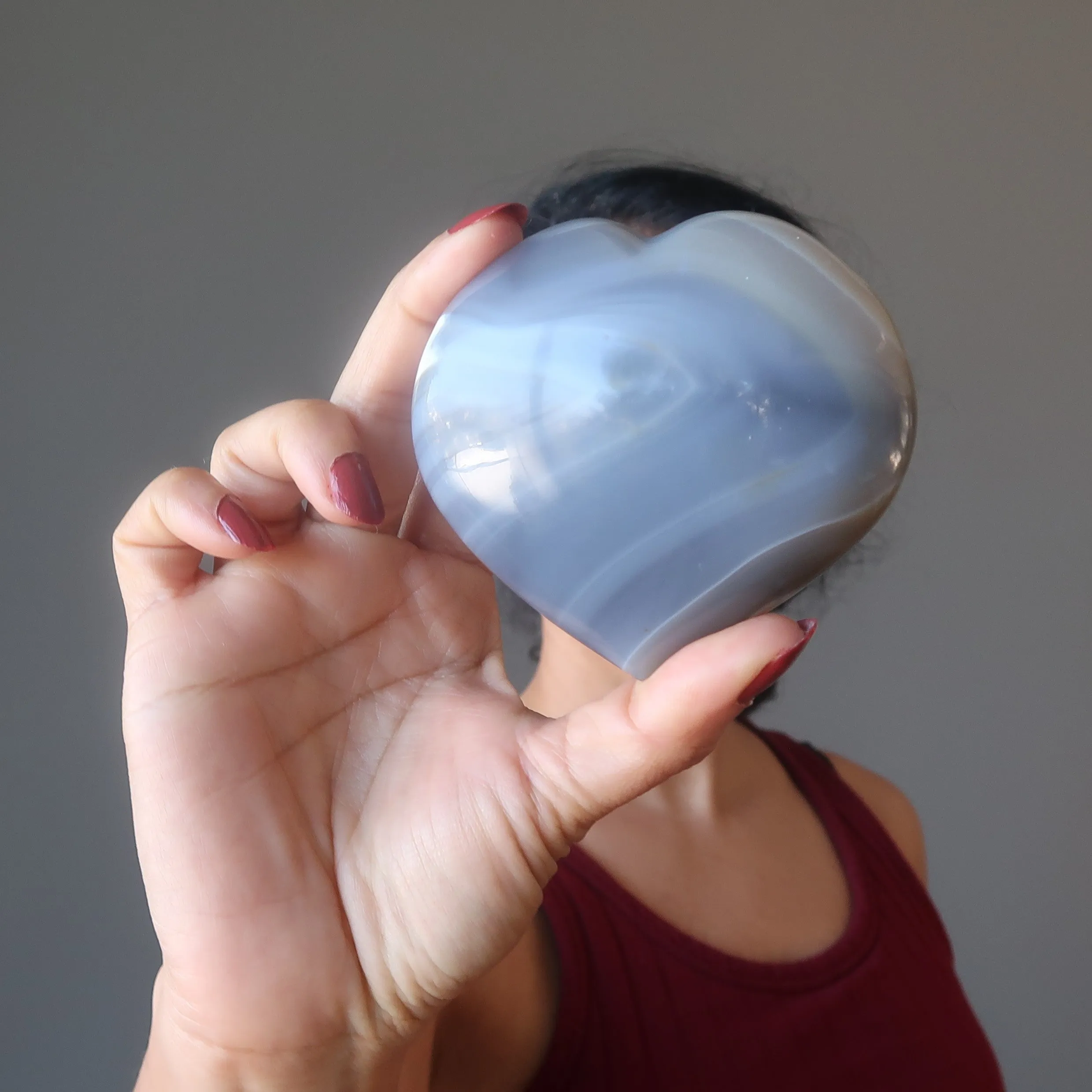 Blue Lace Agate Heart Love Calm Cleansing Crystal