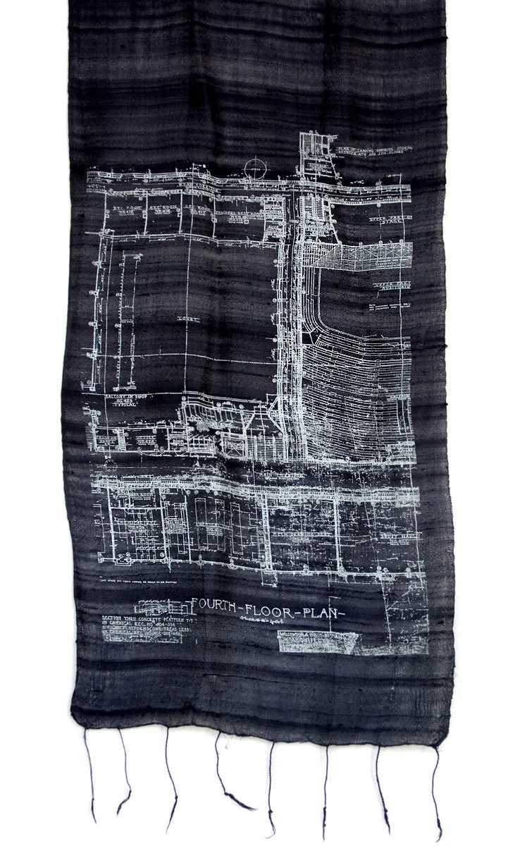 Blueprint Silk Scarf, Cass Tech Detroit