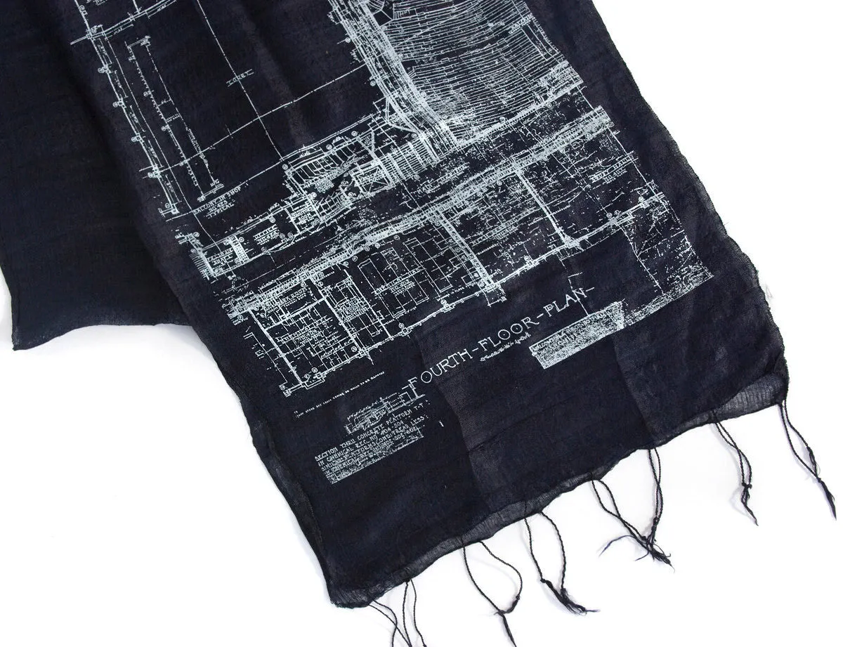 Blueprint Silk Scarf, Cass Tech Detroit
