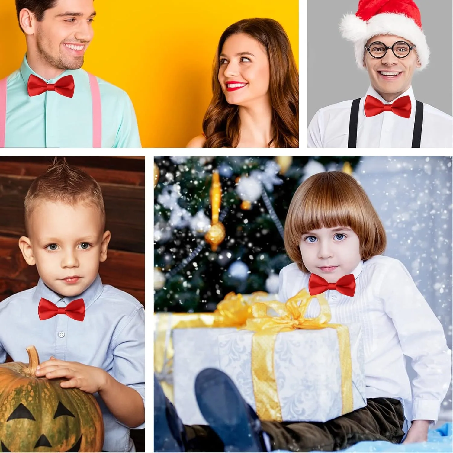 BOWKITE Adjustable Boys Kids Bow Tie Solid Pre Tied for Wedding Party Dress up