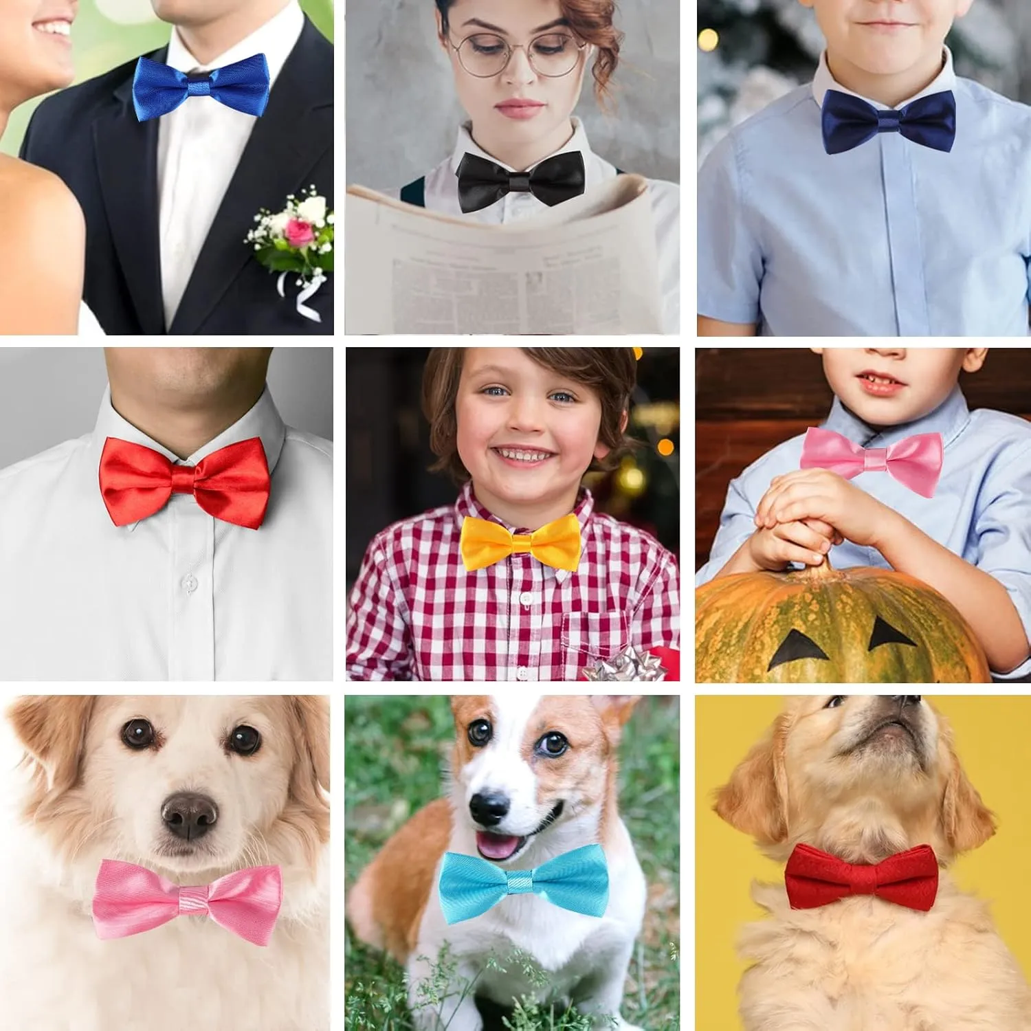 BOWKITE Adjustable Boys Kids Bow Tie Solid Pre Tied for Wedding Party Dress up