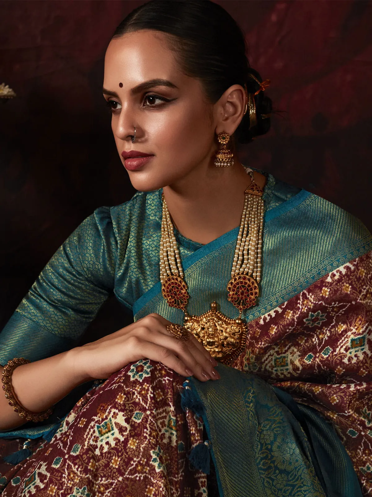 Brown Patola Printed Silk Function Wear Saree With Blouse