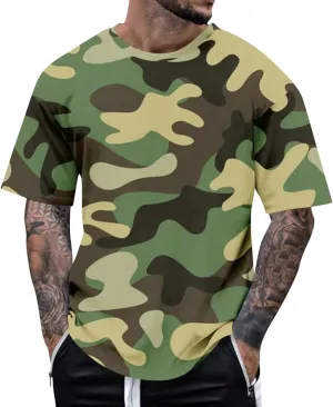 Casual Summer Camouflage Short Sleeve Shirt Plus Size Outdoor Fashion Tees Trendy Blouse T Shirt