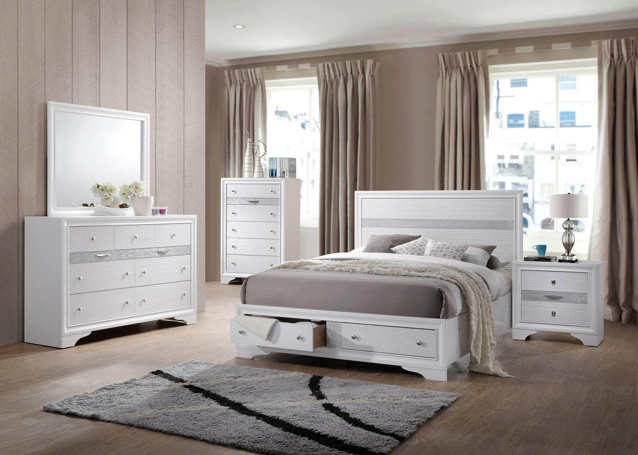 Contemporary 2-Drawer Nightstand in White