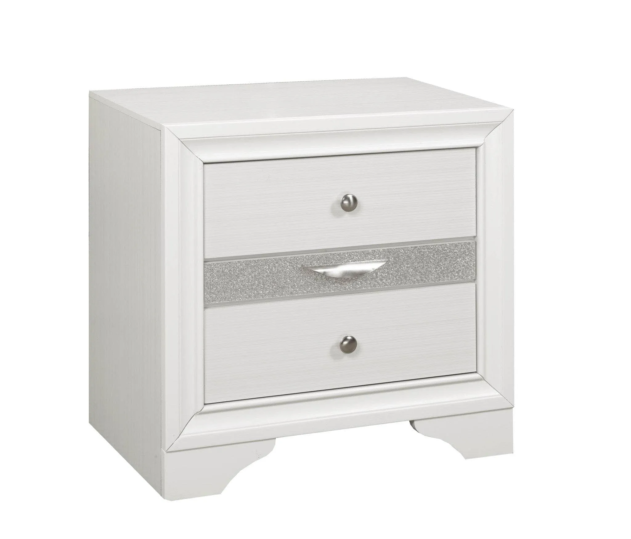 Contemporary 2-Drawer Nightstand in White