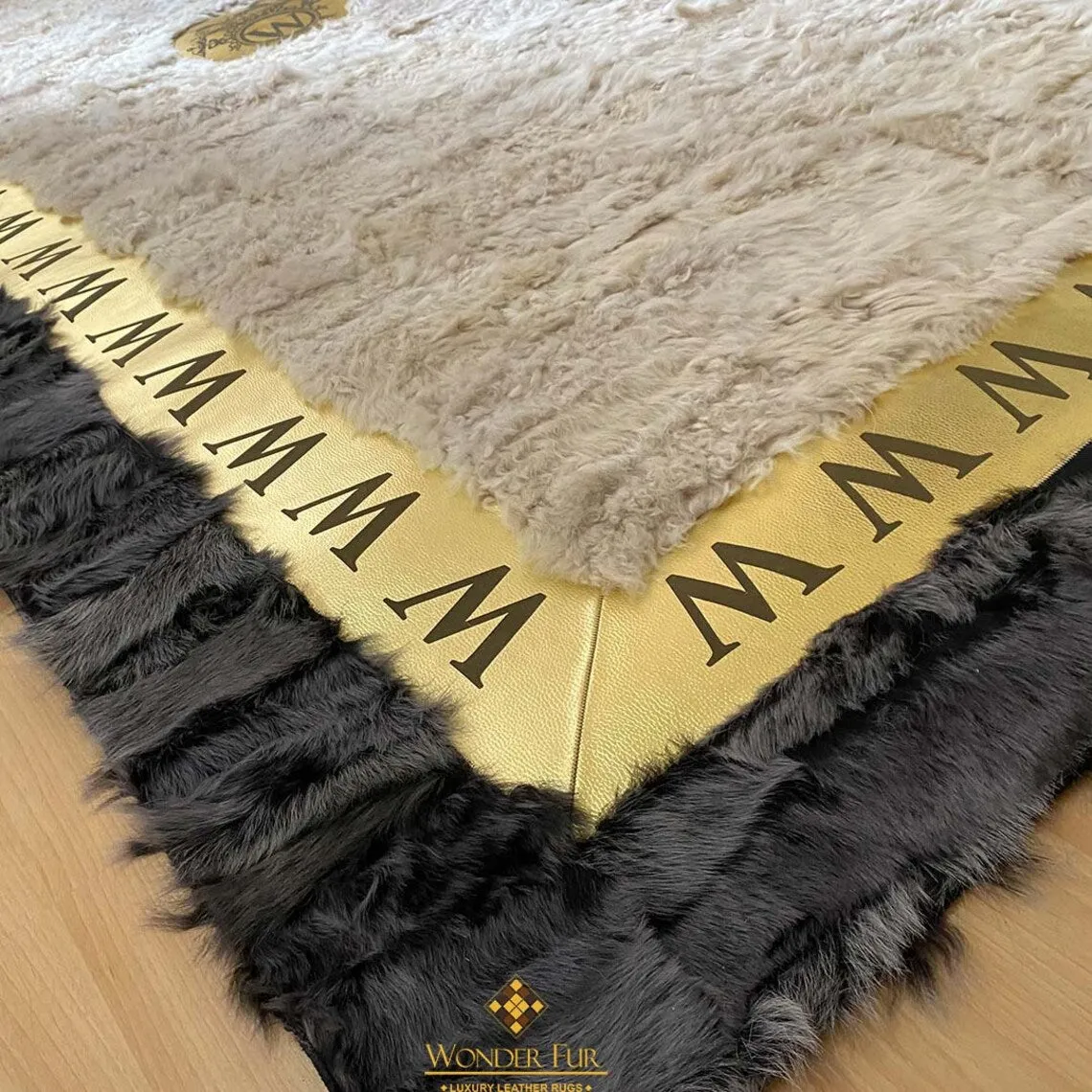 Customized Real Sheepskin Gray White Area 6x8 Living Room Handmade Rug