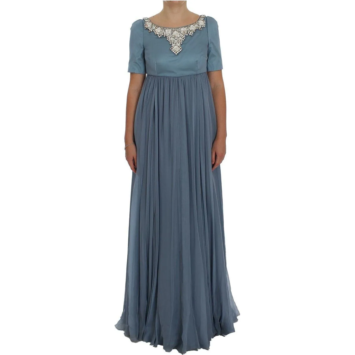 Dolce & Gabbana Elegant Crystal-Embellished Silk Gown
