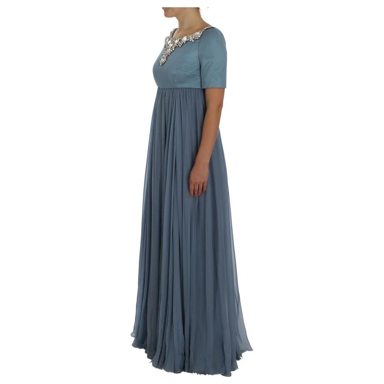 Dolce & Gabbana Elegant Crystal-Embellished Silk Gown