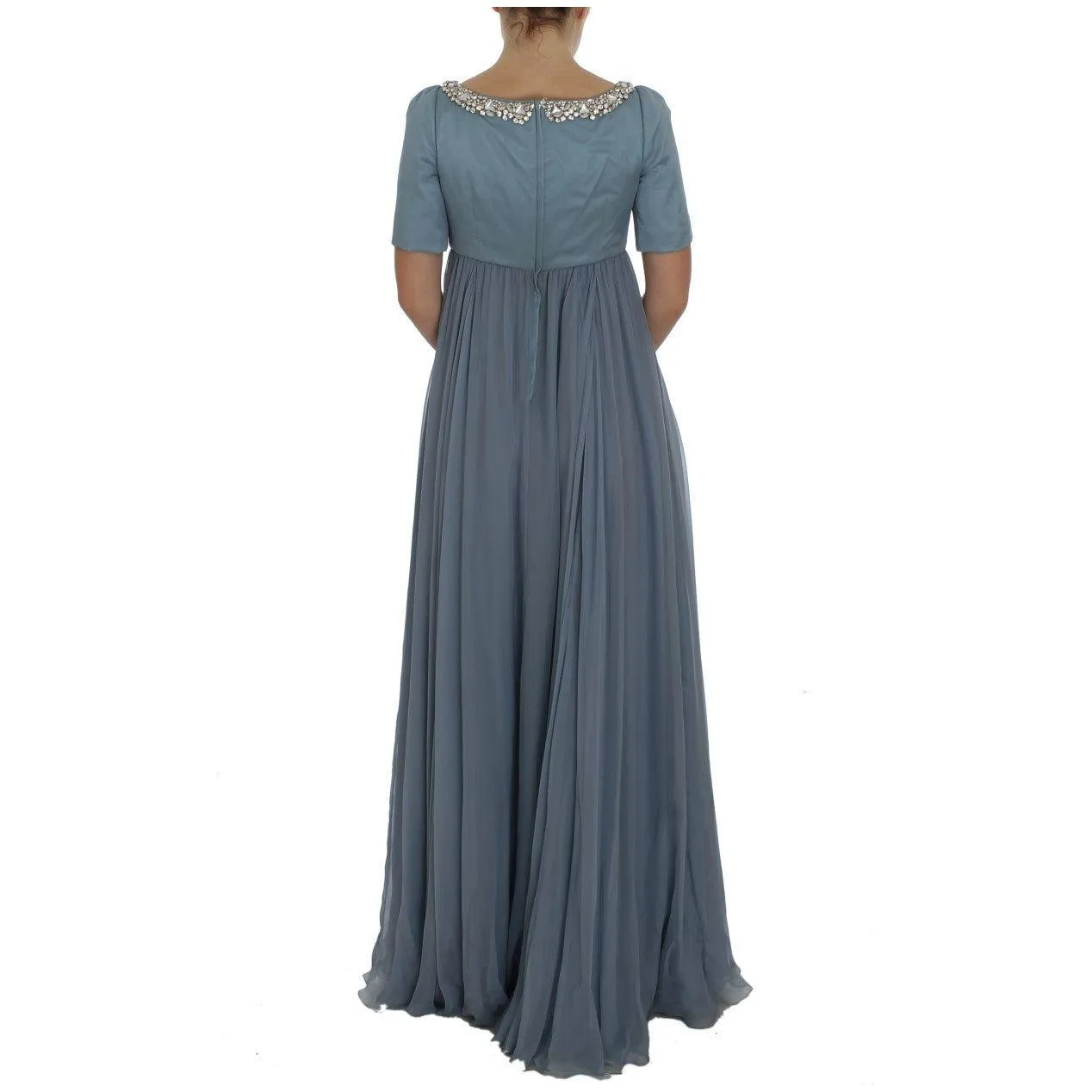 Dolce & Gabbana Elegant Crystal-Embellished Silk Gown