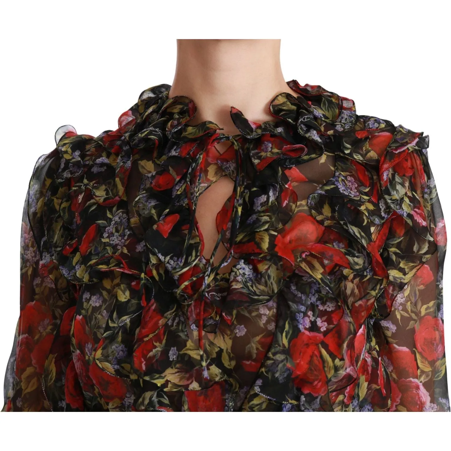 Dolce & Gabbana Elegant Floral Silk Long Sleeve Blouse