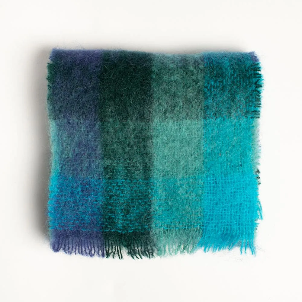 Donegal Design Mohair Hat and Scarf Set - Blue and Green