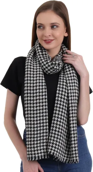 EH 100% Pure Cashmere scarf, stole Houndstooth, warm large buttery soft Pashmina