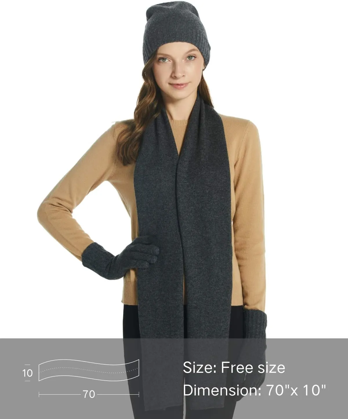 EURKEA 100% Cashmere Winter Scarf in Solid Colors with Gift Box for Women, Warm & Soft & Lightweight, Gift Ready