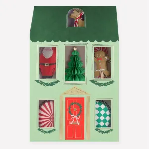 Festive House Cupcake Kit, Meri Meri Christmas Cupcake Kit Includes 24 cupcake liners and 24 cupcake toppers