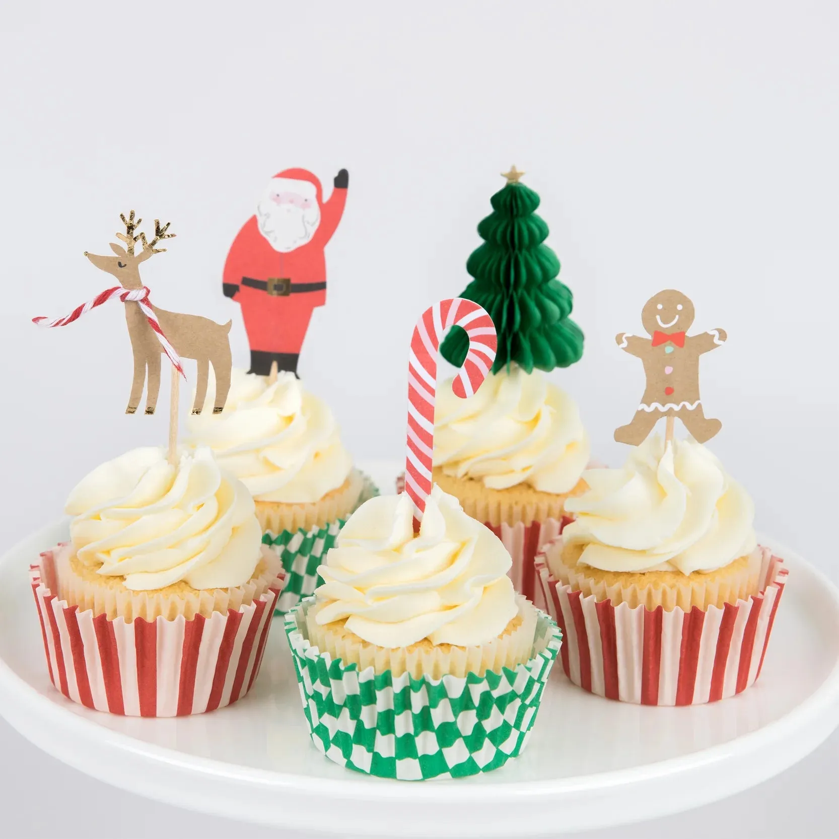Festive House Cupcake Kit, Meri Meri Christmas Cupcake Kit Includes 24 cupcake liners and 24 cupcake toppers