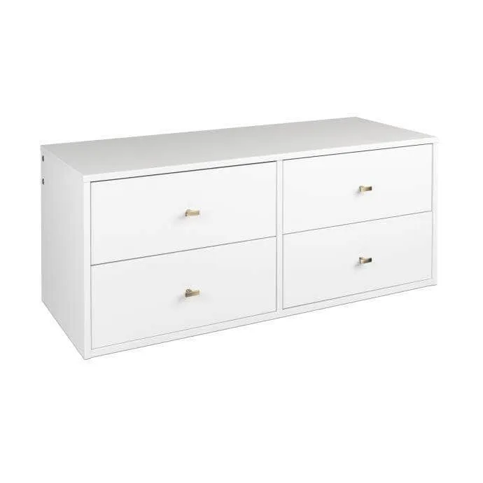 Floating 4 Drawer Dresser in White