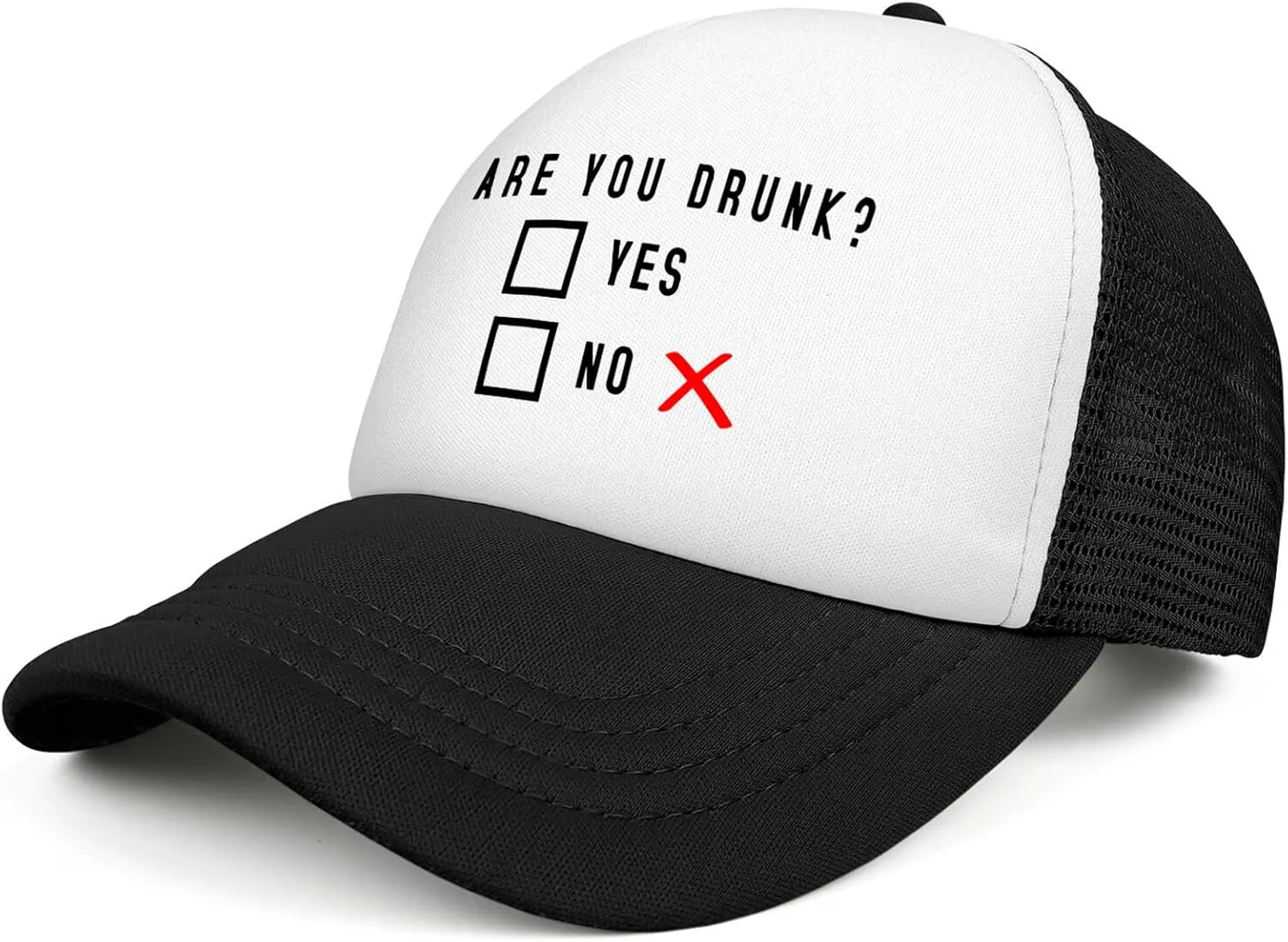 Funny Trucker Hats for Women Men Black&White Inappropriate Hat Adjustable Snapback Mesh Baseball Cap Fun Gag Gifts