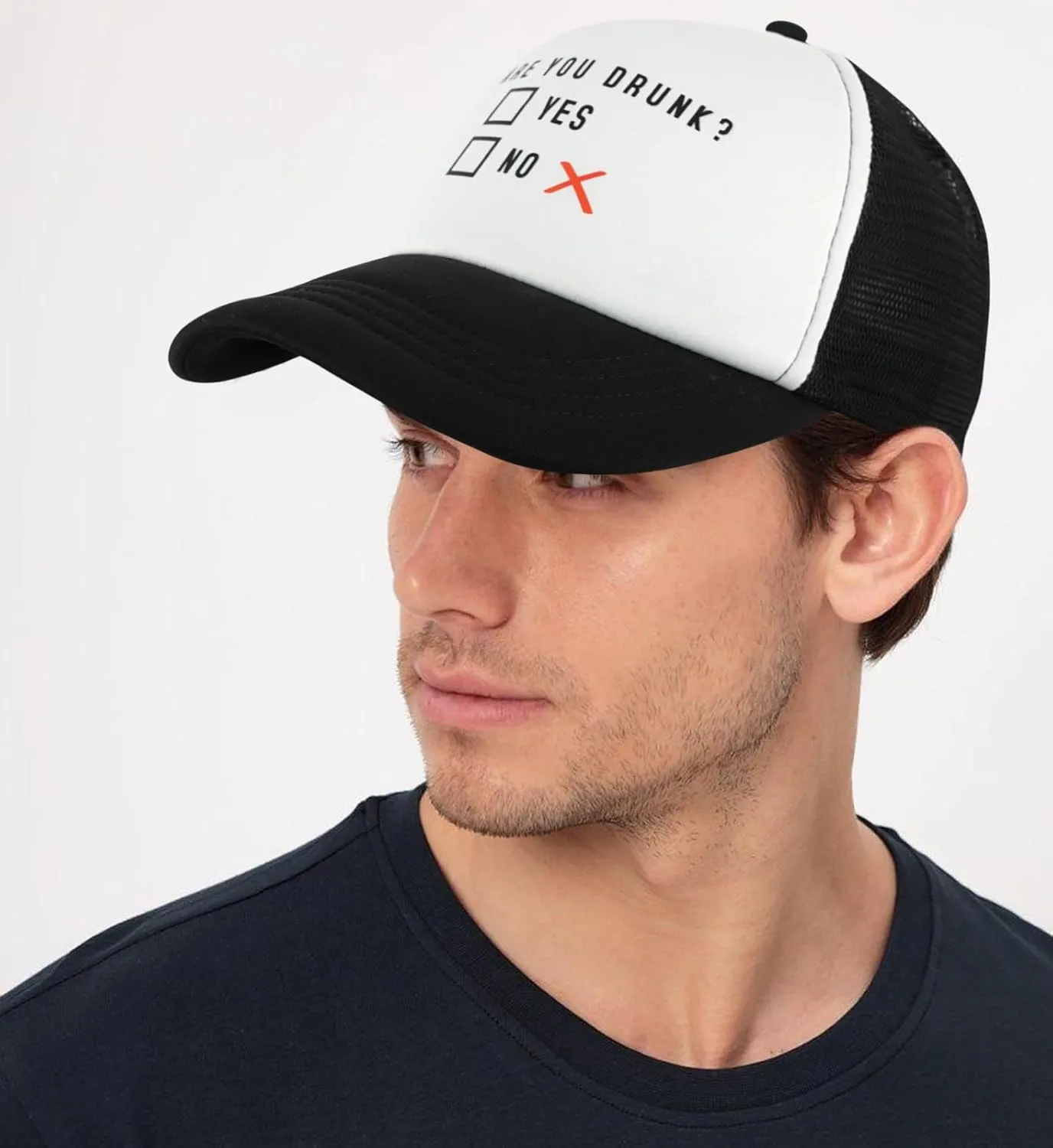 Funny Trucker Hats for Women Men Black&White Inappropriate Hat Adjustable Snapback Mesh Baseball Cap Fun Gag Gifts