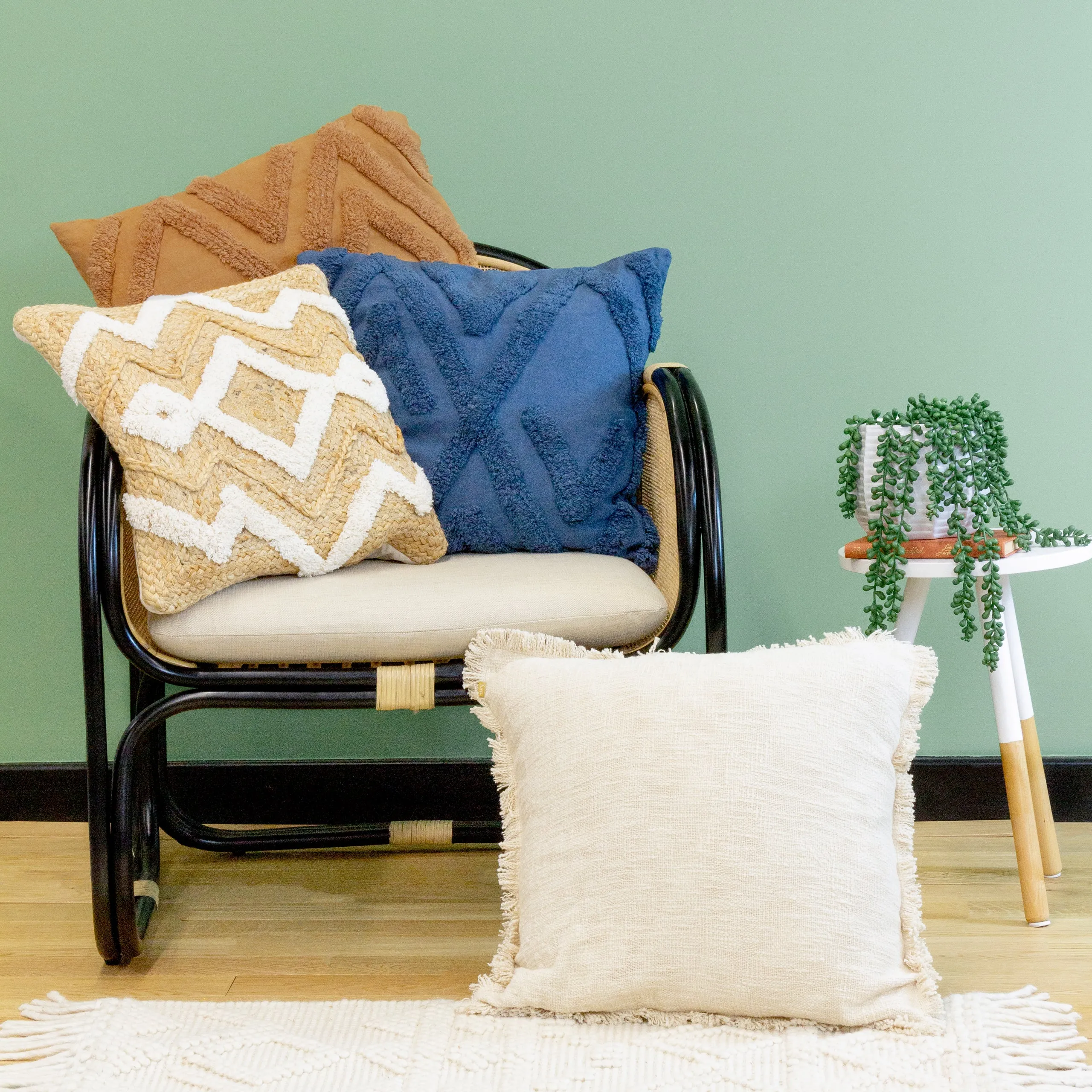 furn. Kamjo Geometric Tufted 50cm x 50cm Filled Cushion Ginger