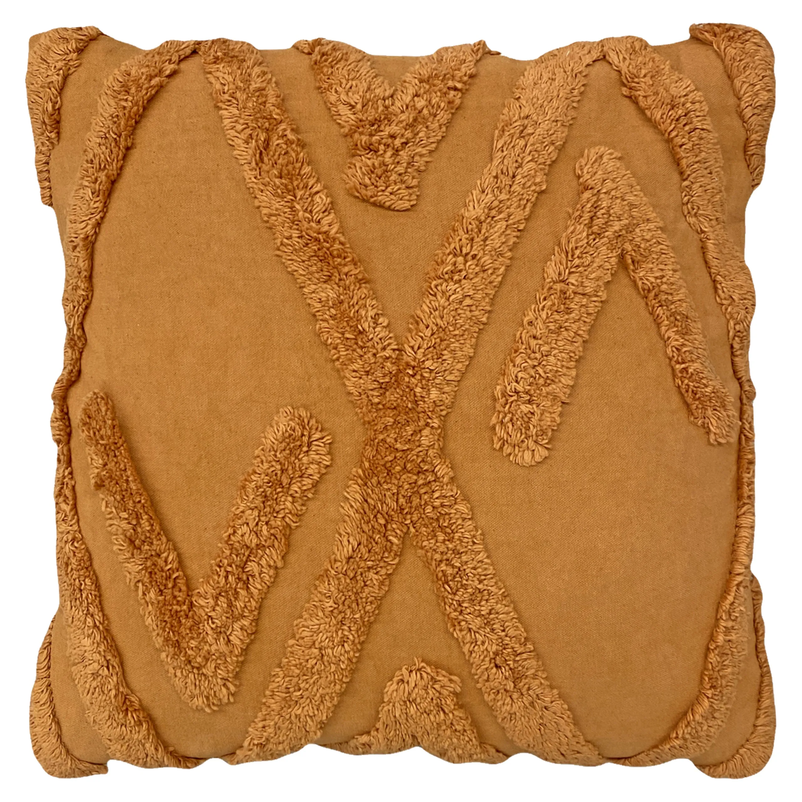 furn. Kamjo Geometric Tufted 50cm x 50cm Filled Cushion Ginger