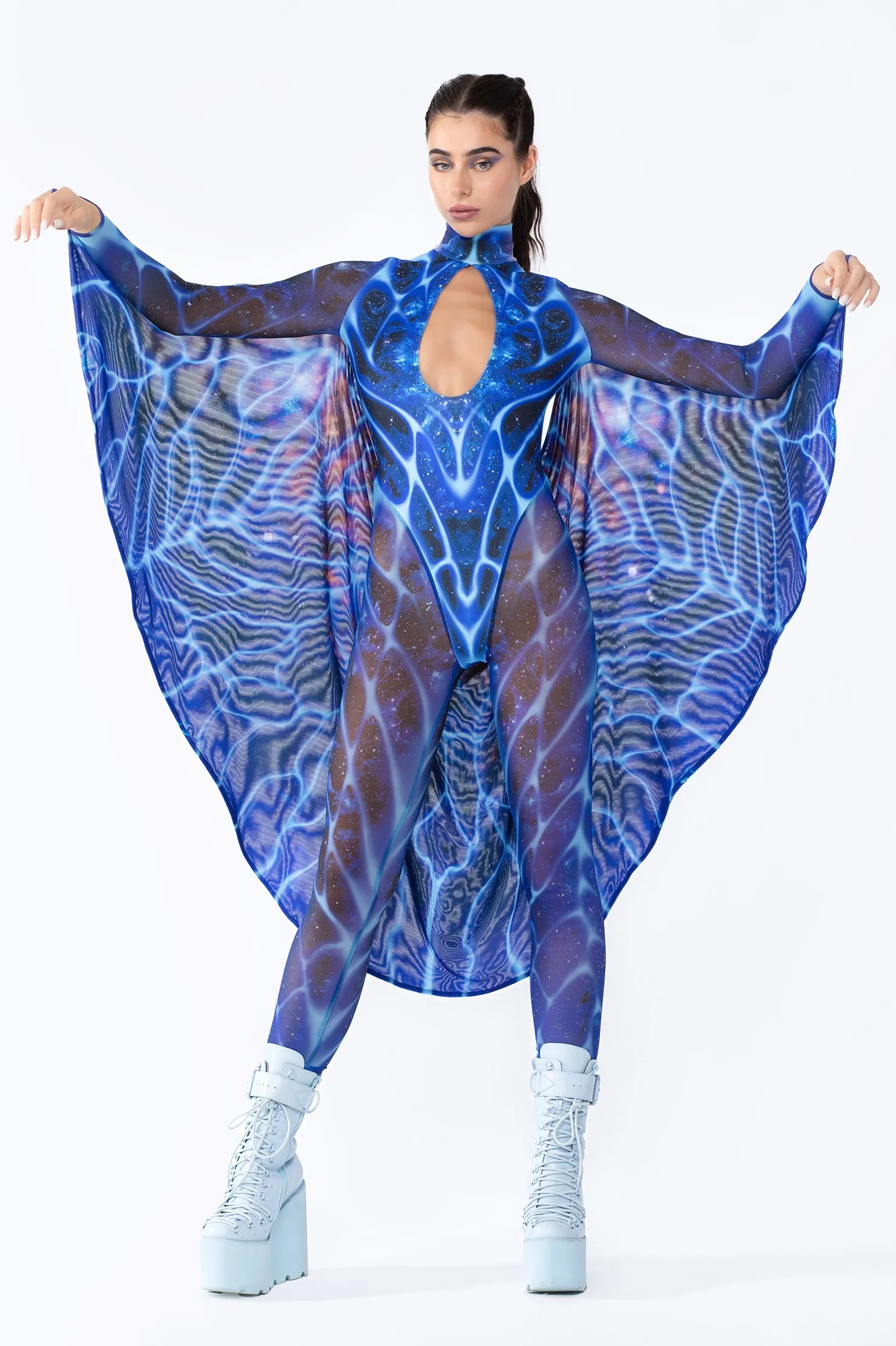 Futuristic Keyhole Winged Catsuit - Galactic Stream Inspired