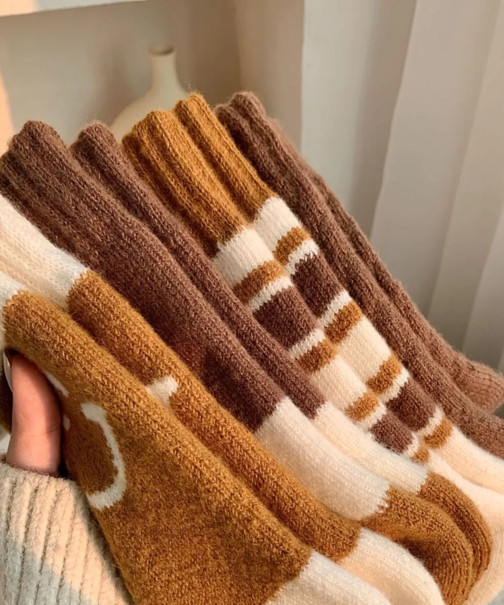 Gohobi Brown Autumn Socks