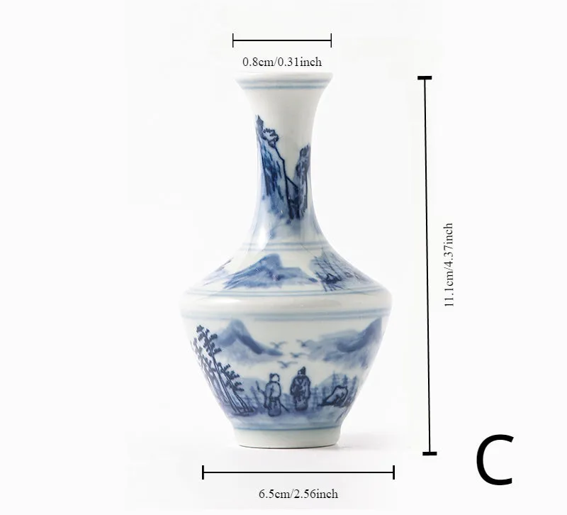 Gohobi Hand-painted Blue and White Porcelain Vase (Water and Mountains)