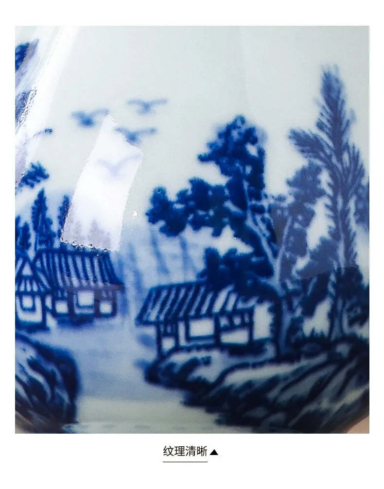 Gohobi Hand-painted Blue and White Porcelain Vase (Water and Mountains)