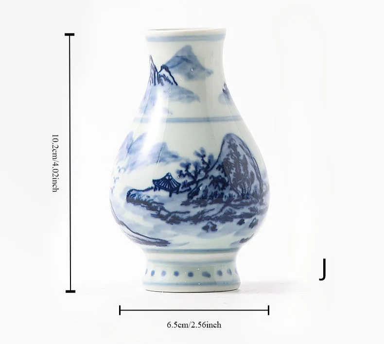 Gohobi Hand-painted Blue and White Porcelain Vase (Water and Mountains)