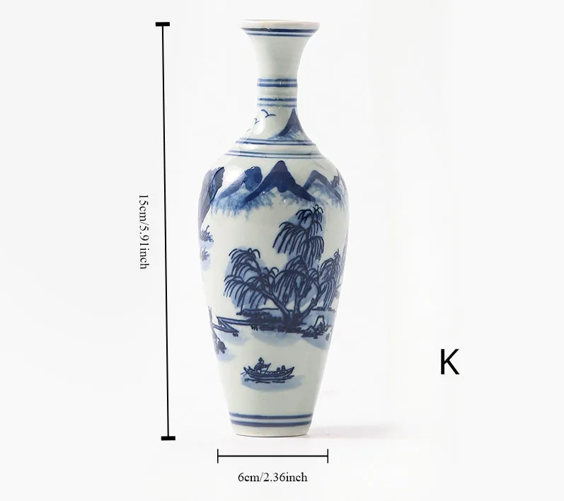 Gohobi Hand-painted Blue and White Porcelain Vase (Water and Mountains)