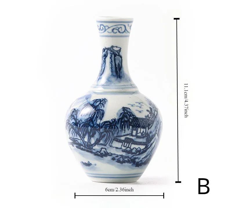 Gohobi Hand-painted Blue and White Porcelain Vase (Water and Mountains)