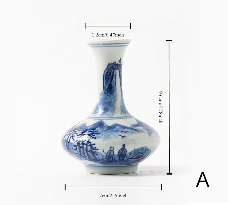 Gohobi Hand-painted Blue and White Porcelain Vase (Water and Mountains)