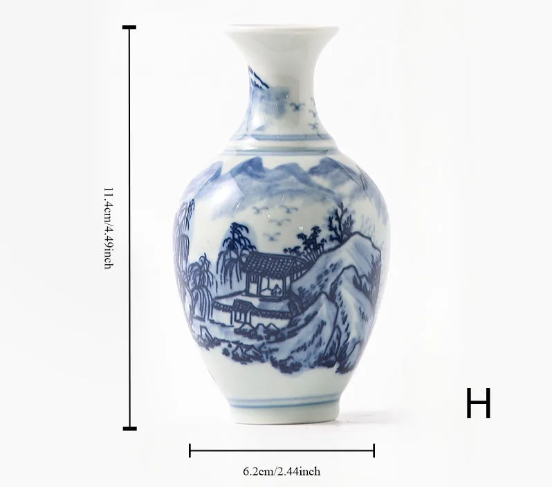 Gohobi Hand-painted Blue and White Porcelain Vase (Water and Mountains)