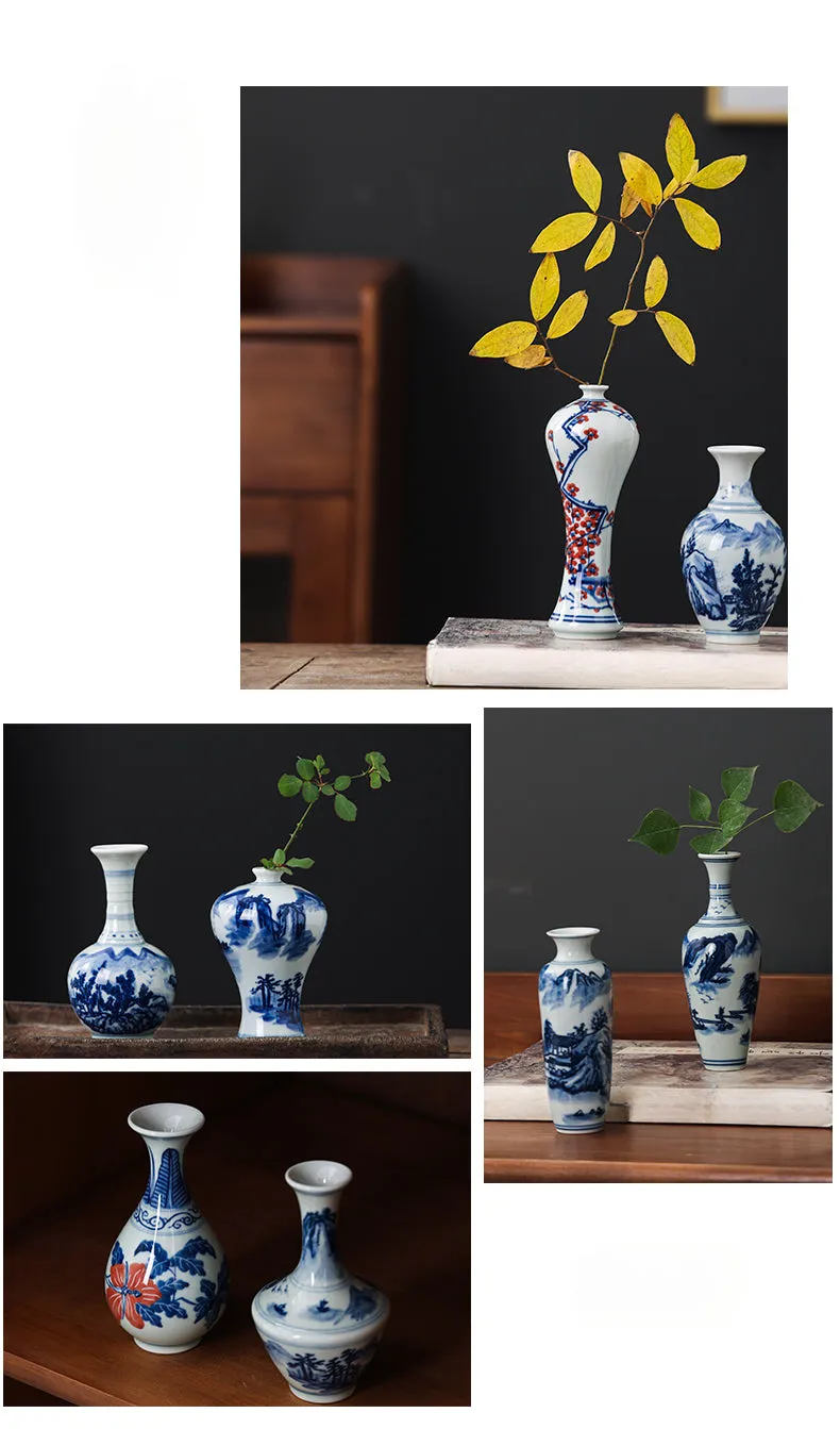 Gohobi Hand-painted Blue and White Porcelain Vase (Water and Mountains)