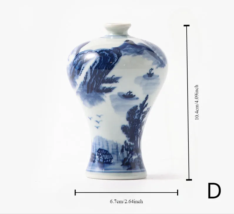 Gohobi Hand-painted Blue and White Porcelain Vase (Water and Mountains)