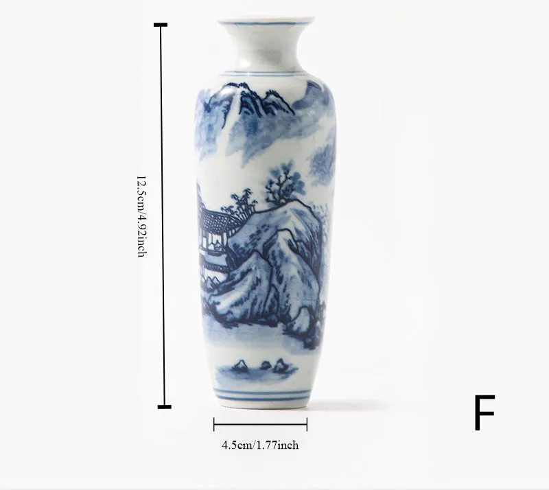 Gohobi Hand-painted Blue and White Porcelain Vase (Water and Mountains)