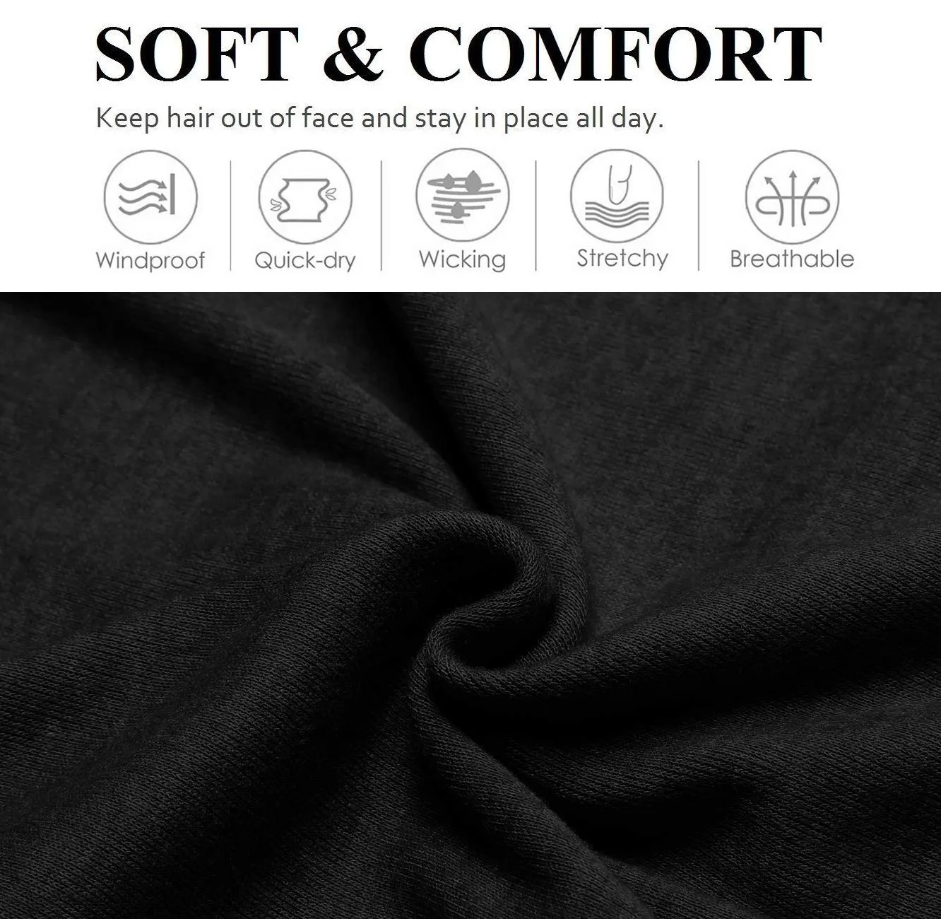 Headbands for Women Non Slip 16 Pack Elastic Sports Hair Bands for Women, Soft Cotton Cloth Headband for Workout Yoga Fashion Hair Accessories, Black White Gray Trendy Head Bands