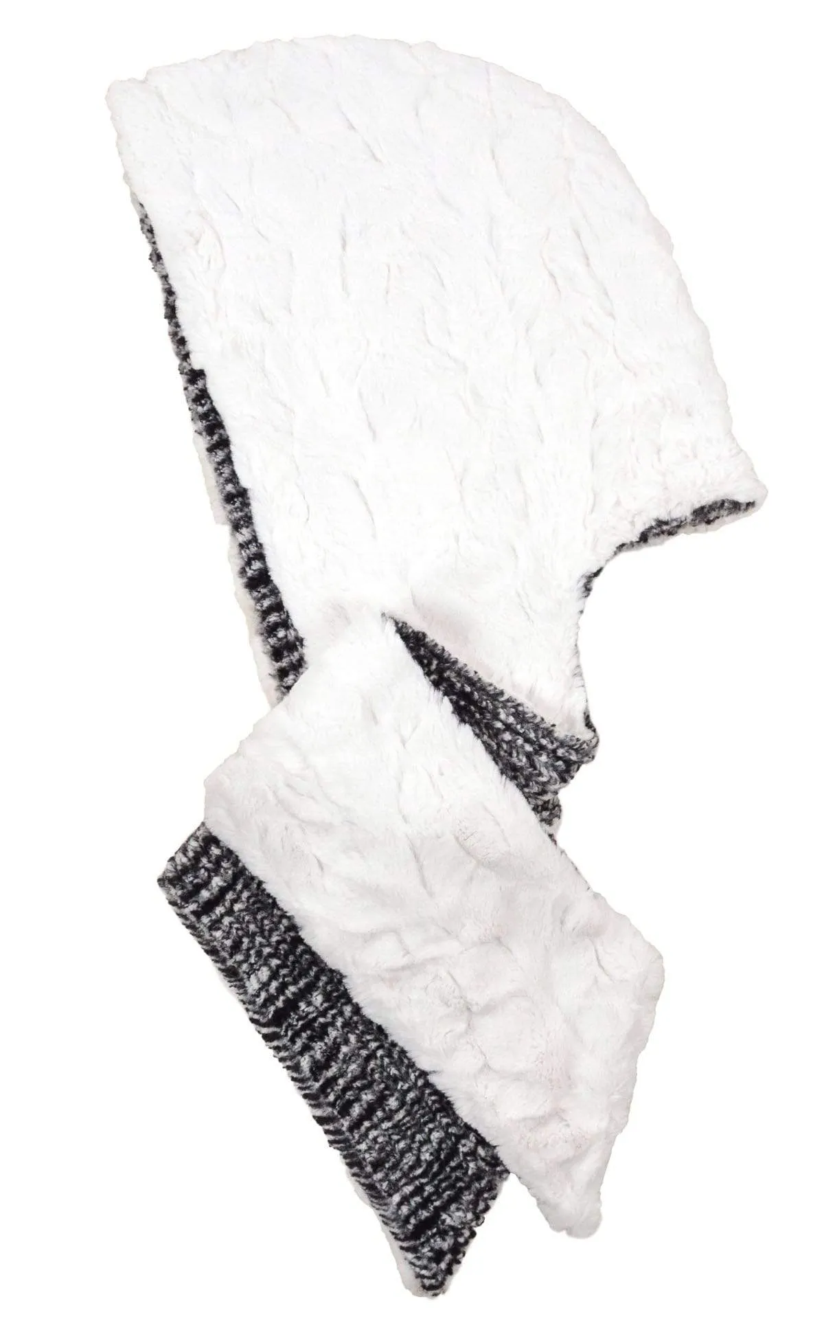 Hoody Scarf - Cozy Cable in Ash Faux Fur with Cuddly Fur